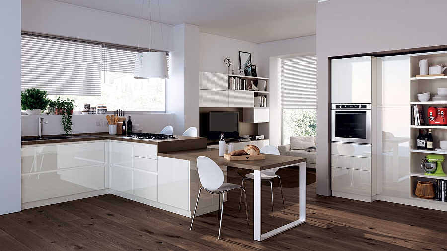 A small dining space right next to the kitchen