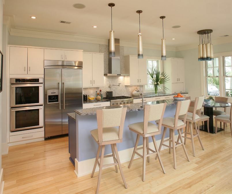 Bamboo flooring in a bright kitchen