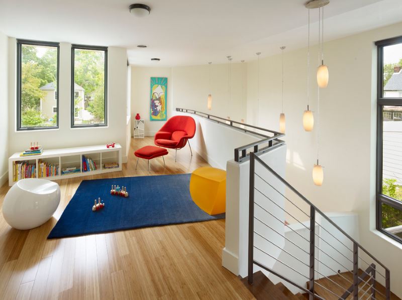 Bamboo flooring in a kids' play area