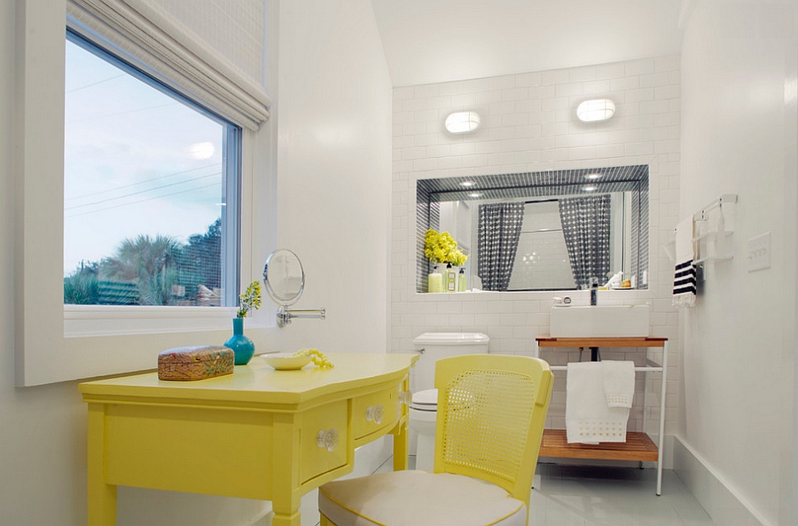 Beach style bathroom with a splash of yellow [Design: Rethink Design Studio]