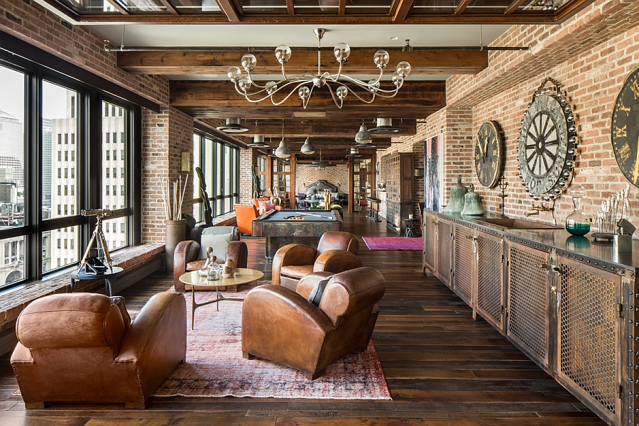 Brick walls add to the ambaince of the NYC home