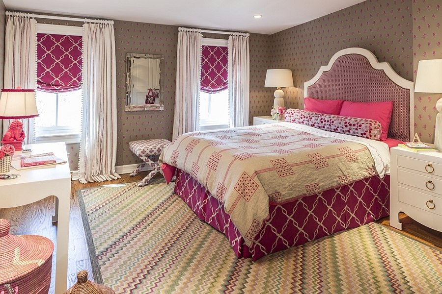 Carpet and drapes enhance the color sheme of the room