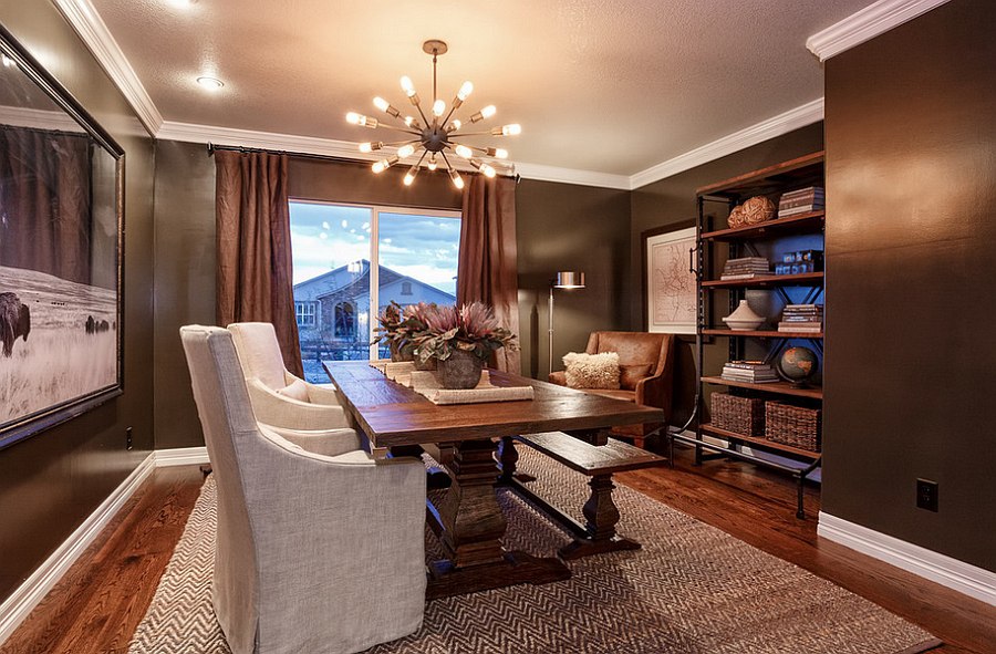 Casual and cozy dining room with warm hues