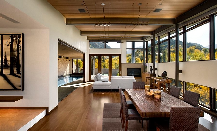 Chic Rustic living room with scenic views