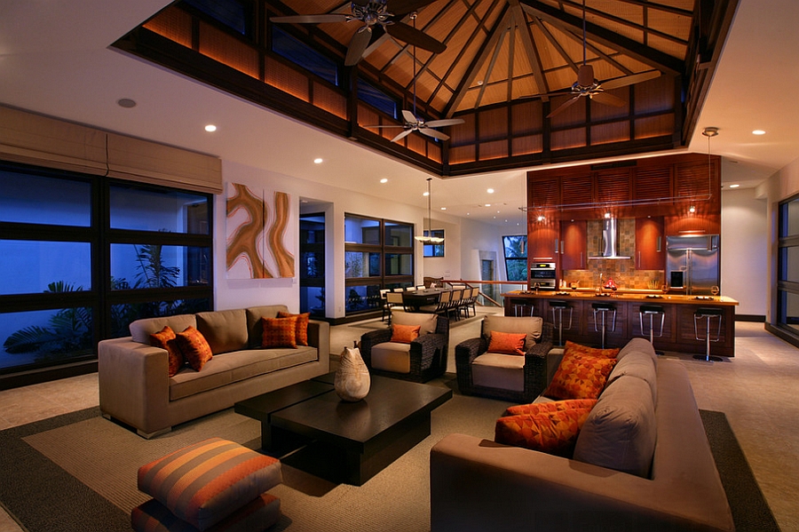 orange black living room