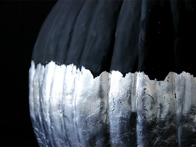 Close-up of a silver leaf pumpkin