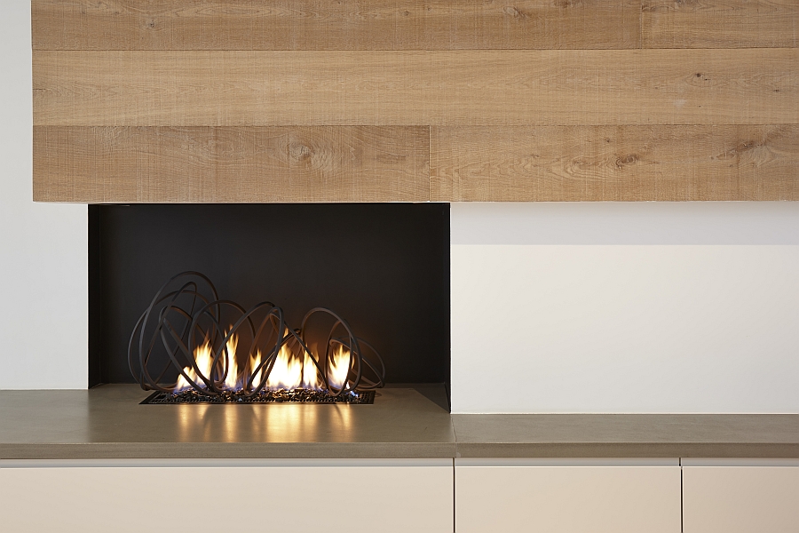 Contemporary fireplace with sculptural style from Cathy Azria