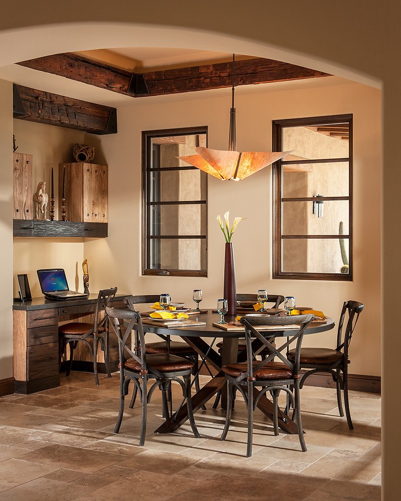 Corner work space in the Mediterranean Dining Room [Design: Tate Studio Architects]