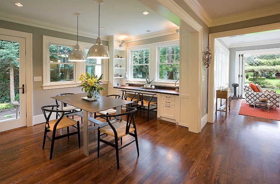 Dining room corner turned into smart home office! [Design: Emerick Architects] 