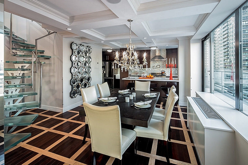 Dining space and kitchen of the revamped penthouse