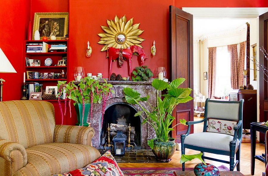 Eclectic living room with plenty of greenery