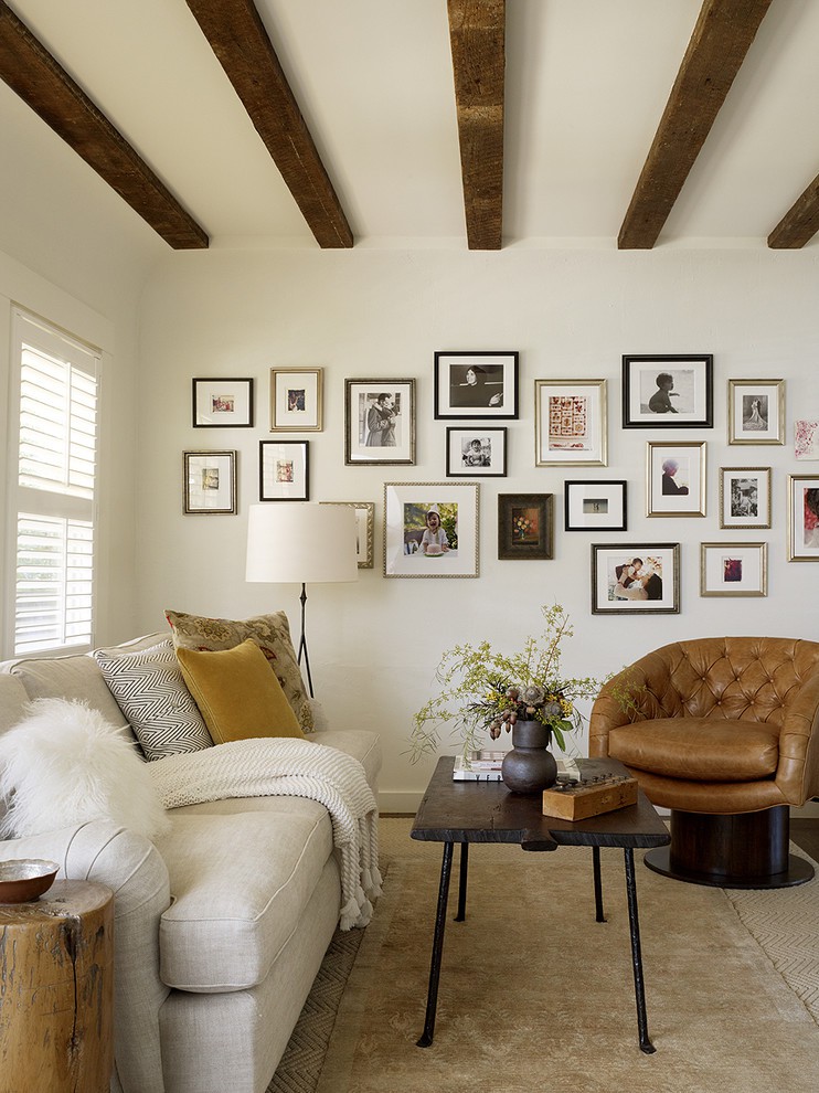 Elegant rustic living room with Spanish revival influences