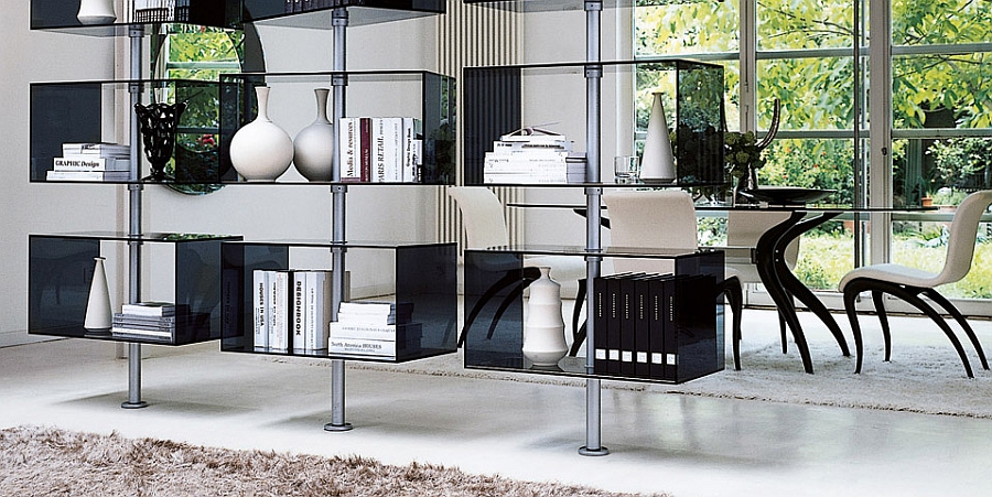 Fabulous contemporary wall unit with revolving glass containers