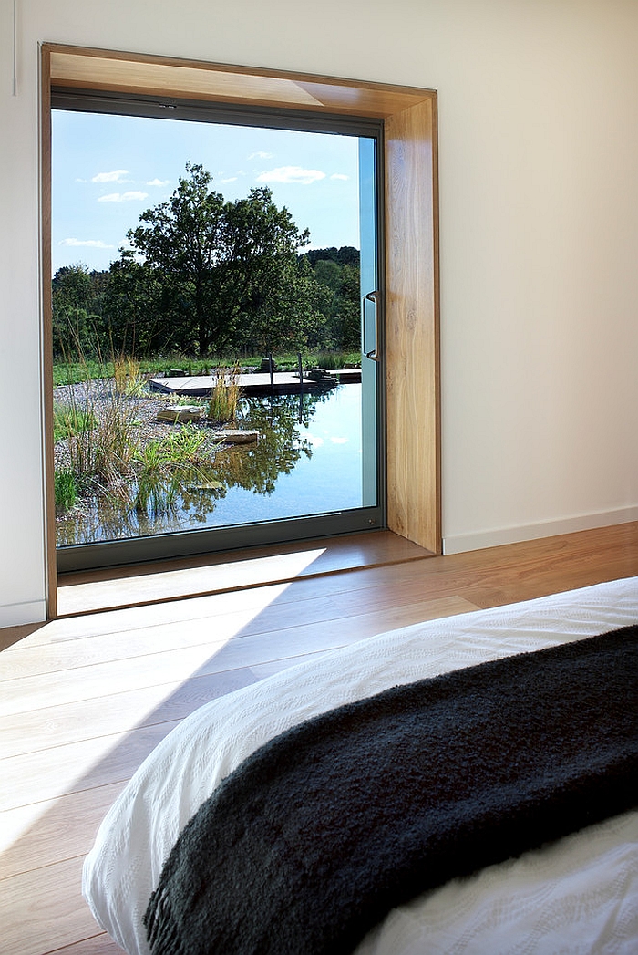 Fabulous framed view of the natural pond outside the bedroom