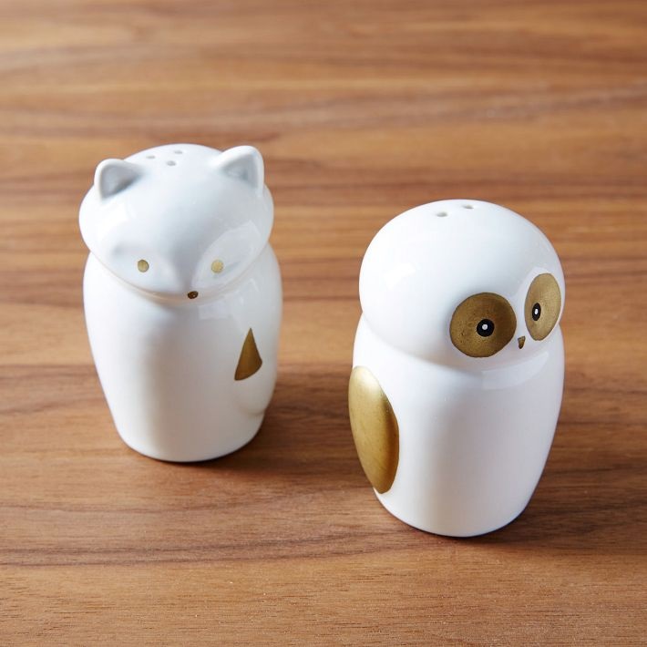 Fox and owl salt and pepper shakers