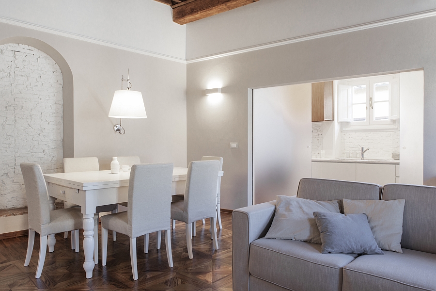 Frosted glass doors open to reveal the fabulous kitchen