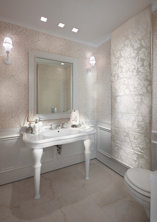 Glamour takes central stage in this trendy bathroom