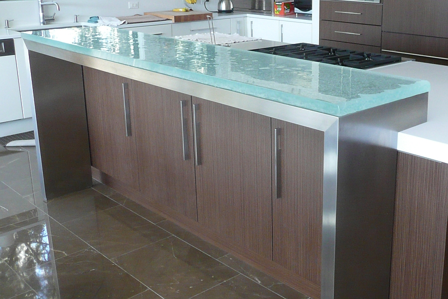 Raised Glass Countertops, Bars and Kitchens