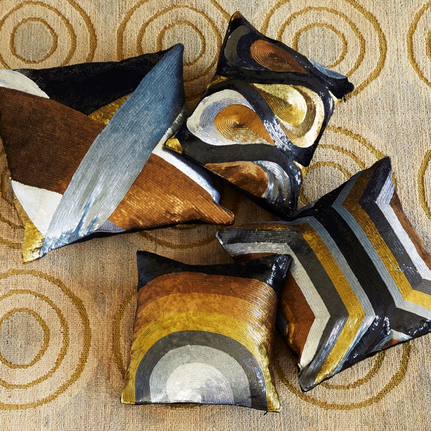 Glitzy pillows from Jonathan Adler