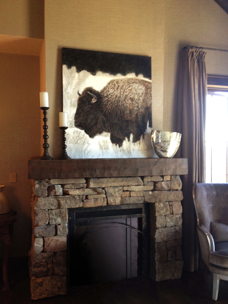 Goregous art work above the fireplace steals the show