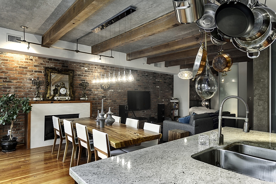 Gorgeous blend of diverse textures in the living area