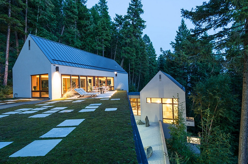 Green roof of the Pool House with unabated lake views