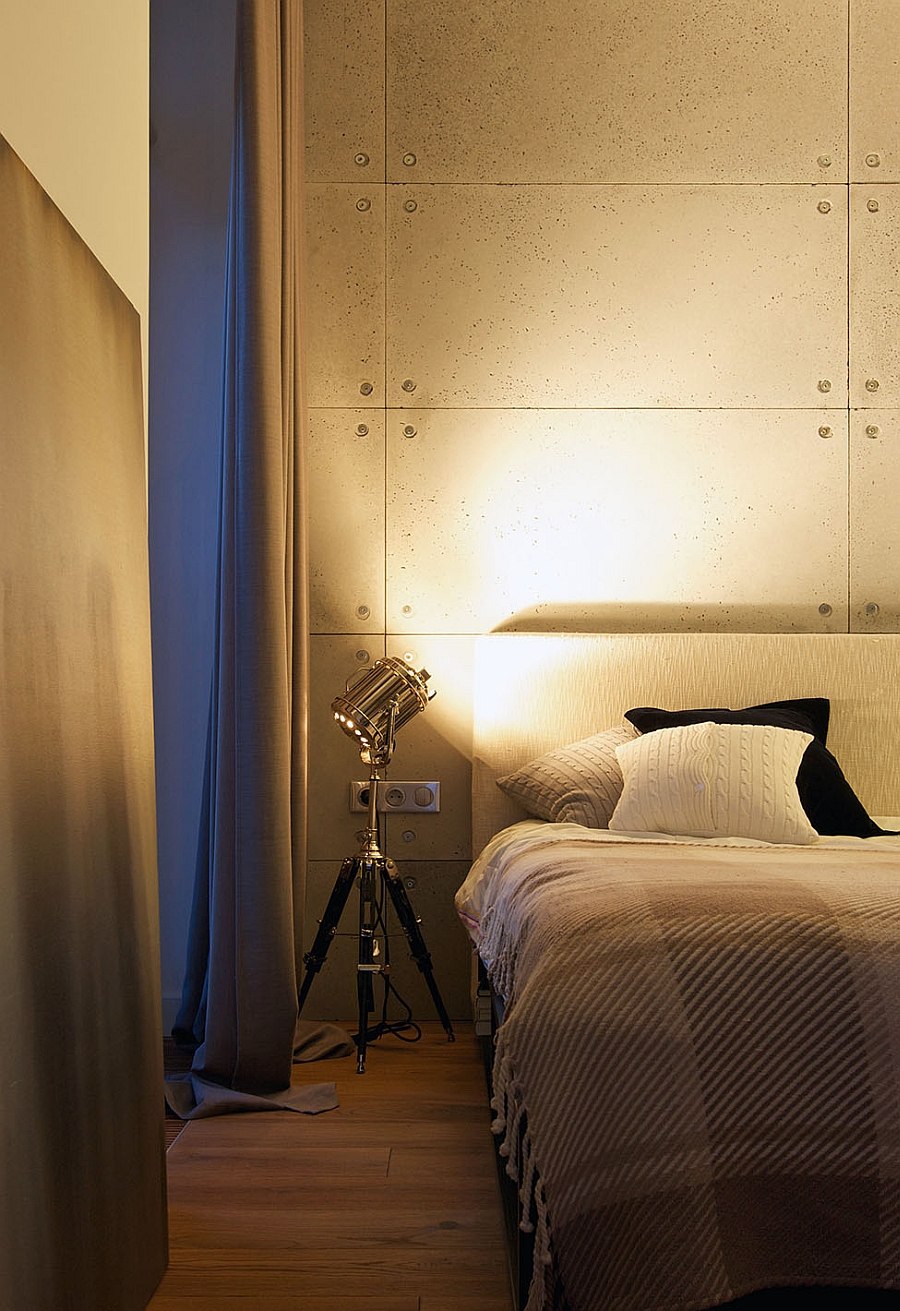 Innovative bedside lighting idea in industrial bedroom