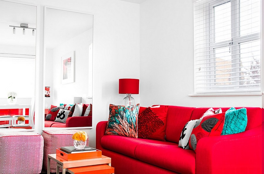 It is decor that brings in the red here [Design: Bhavin Taylor Design]