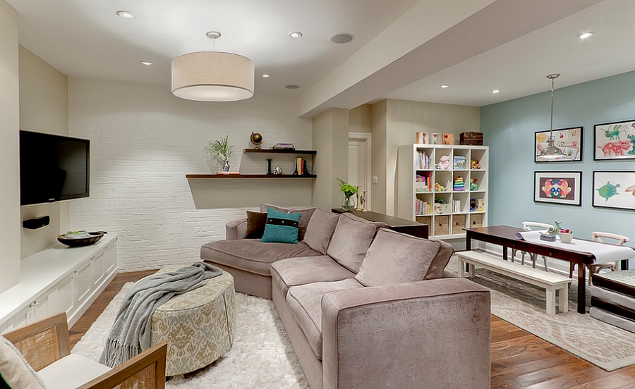 Lovely basement family room idea [From: Leslie Goodwin Photography]