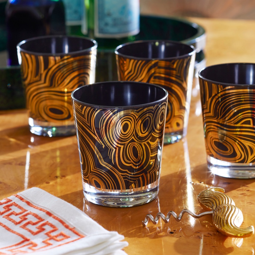 Malachite glassware from Jonathan Adler