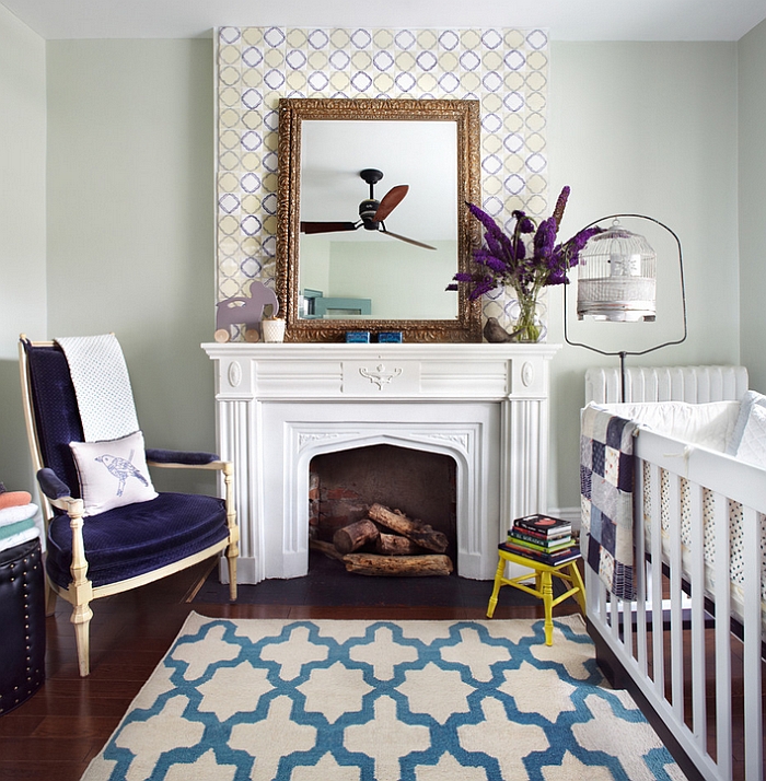 Modern nursery with simple pops of color