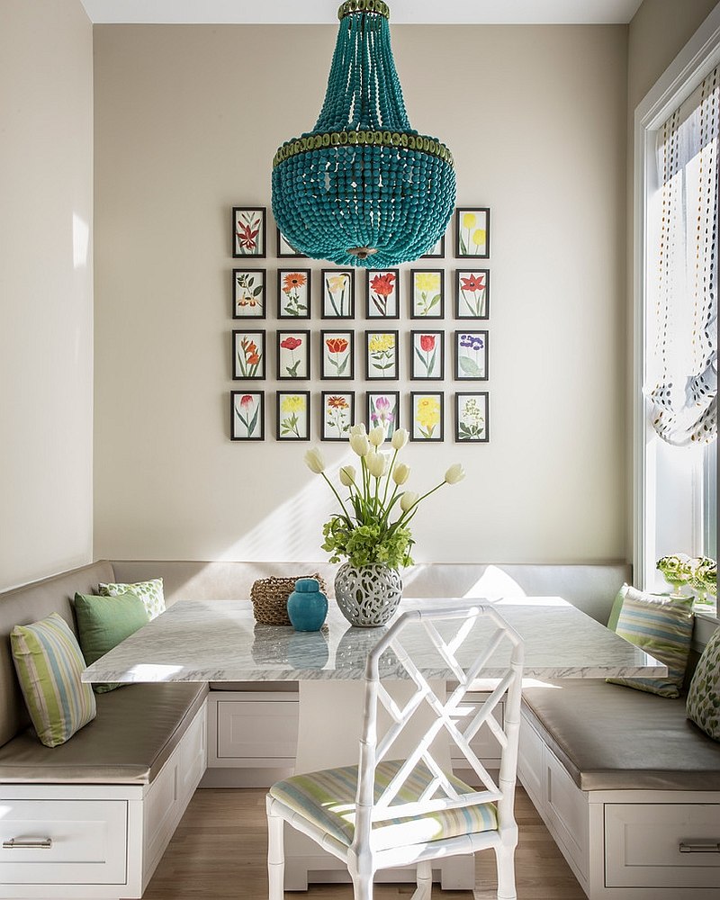 Perfect way to transform the kitchen corner nook into small dining area