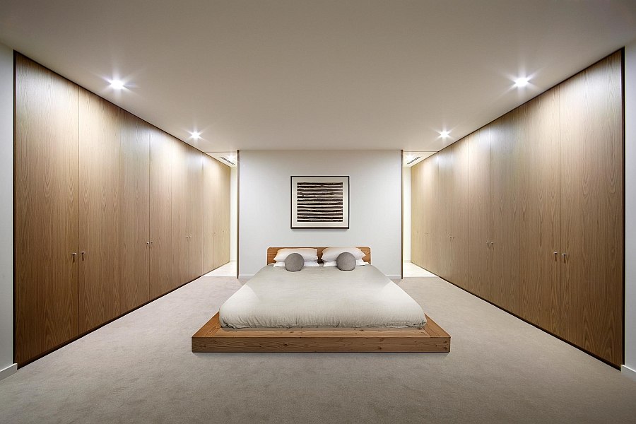 Platform bed gives the bedroom a minimal appeal