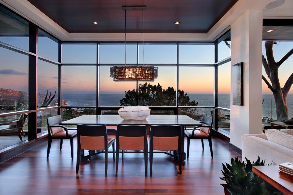 Posh dining room with contemporary coastal style [Design: Studio 6 Architects]