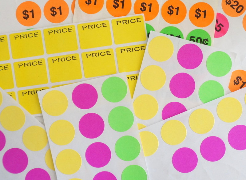 Price stickers make garage sale prep easy