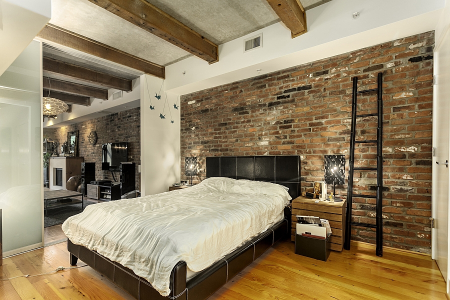 Re-claimed timber beams give the ceiling a unique look