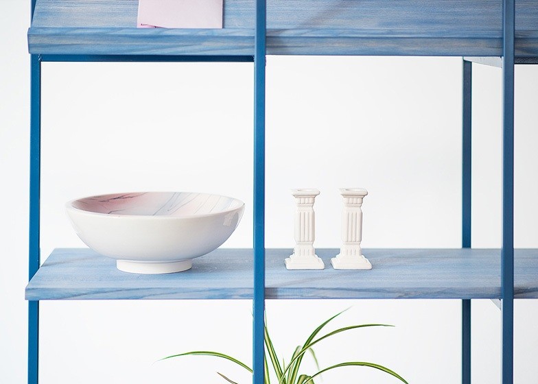 Sculptural items on Anny Wang's Float shelving