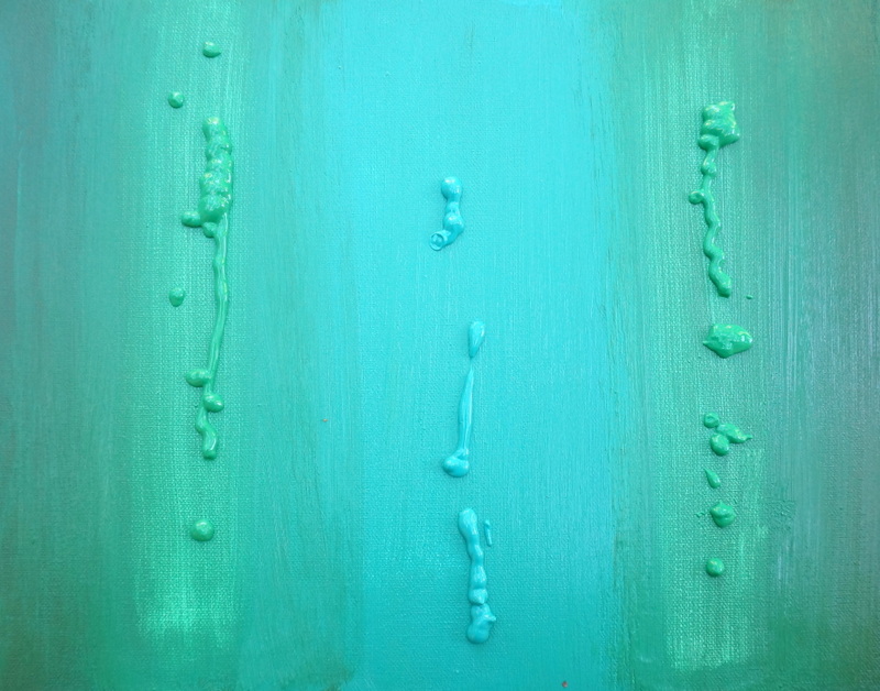Shades of teal on a canvas