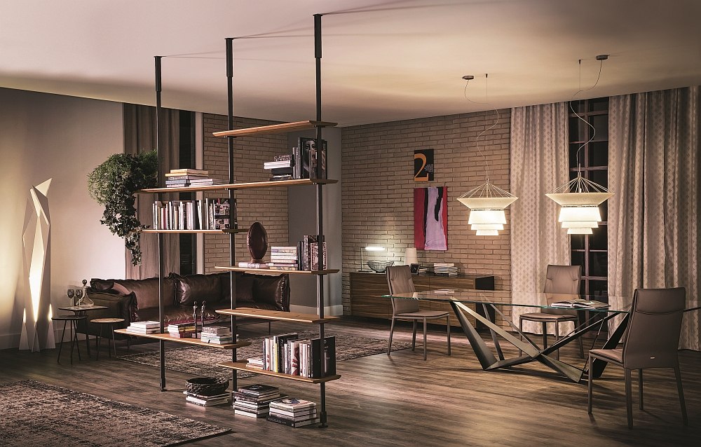 Sleek Modular wall-or ceiling-hanging bookcase from Cattelan Italia