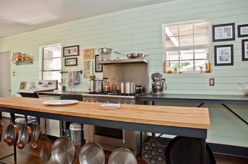 Stainless steel pots on display