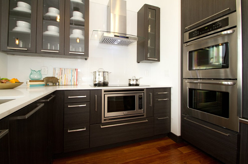 Stainless steel pots on the stove