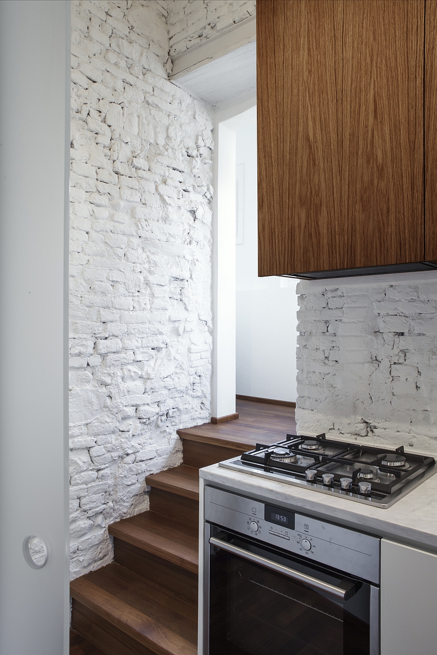 Steps leading to the bedrooms of the amazing renovated loft apartment