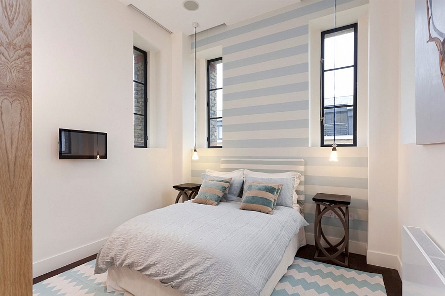 Stripes add elegance to the bedroom