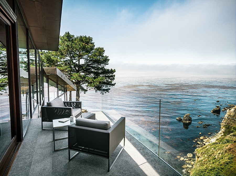 Stunning patio that seems to hang precariously above the ocean