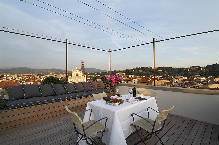 Stylish rooftop tower of historic watchtower renovation home