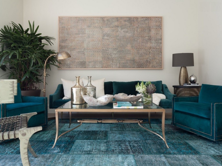 teal living room rug