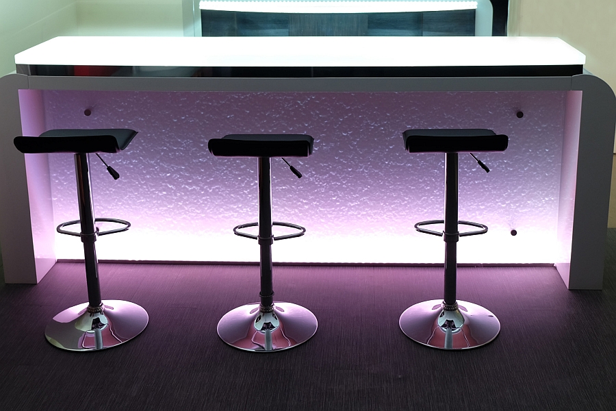 Trendy modern glassbar design with sleek silhouette