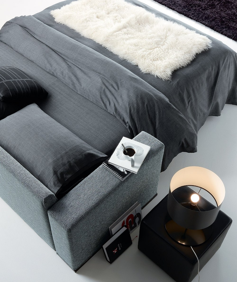 Use the versatile Loen pouf as a cool nightstand