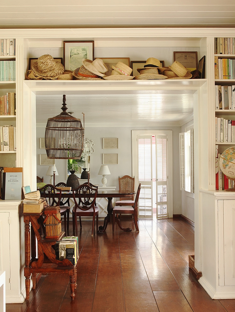 Vintage birdcage draws your attention easily in the dining room [Design: Rizzoli New York]