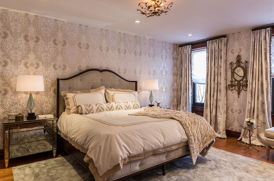 Wallpaper brings pattern to the beautiful New York bedroom